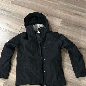 Columbia Black Hooded Jacket ladies very nice warm coat 2 in 1 very nice jacket